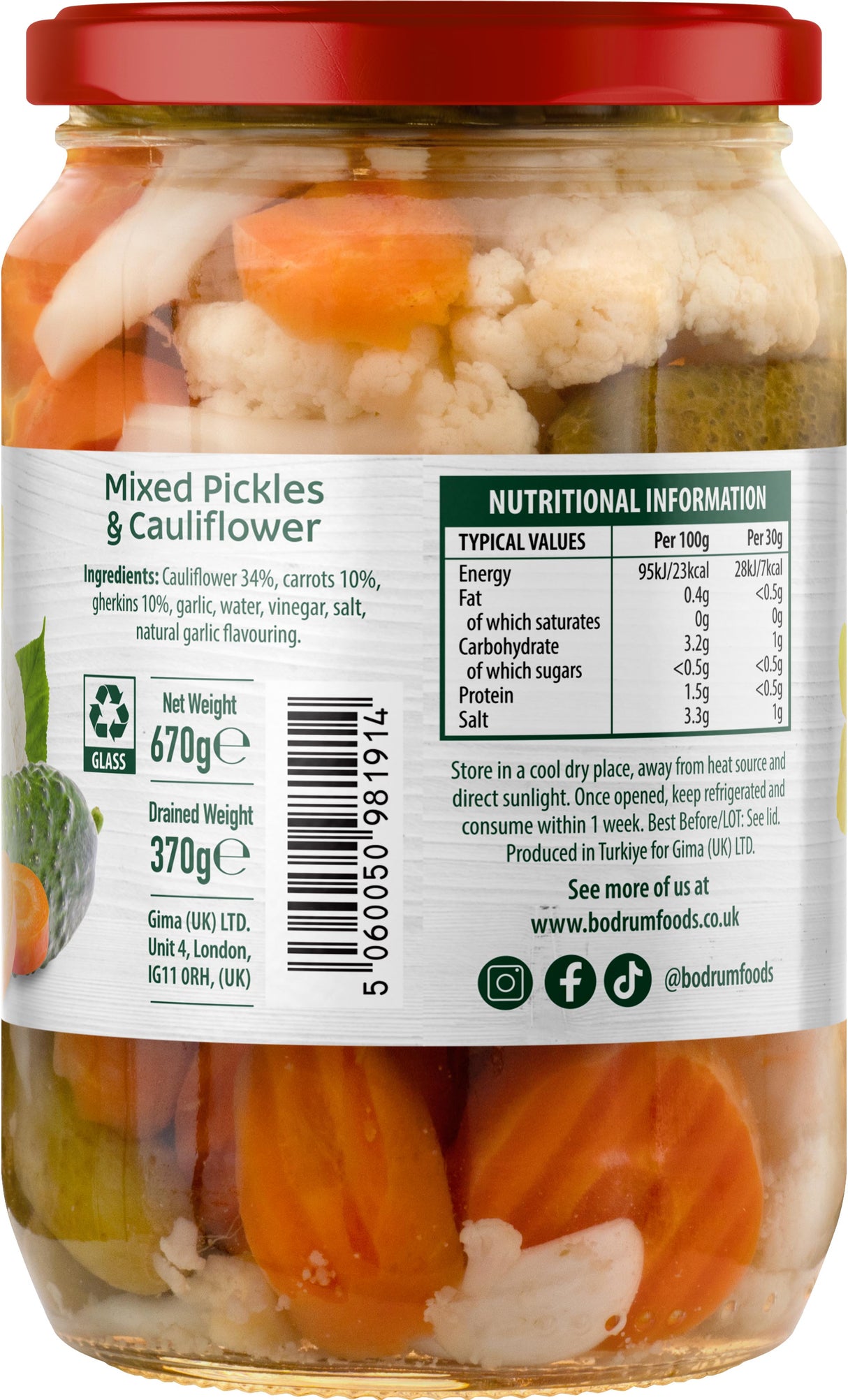 Bodrum Mixed Pickles with Cauliflower 670g
