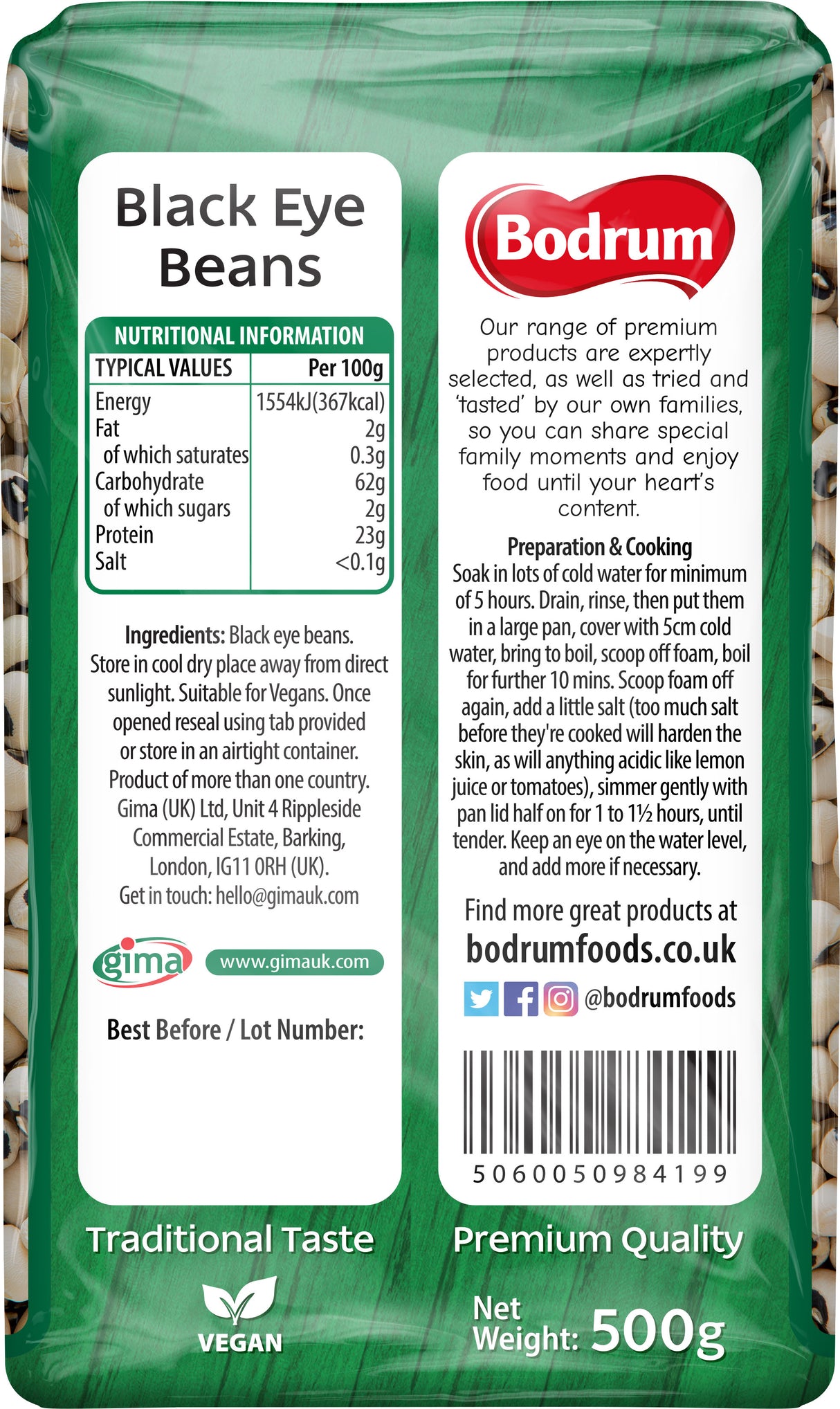 Bodrum Black Eye Beans 500g