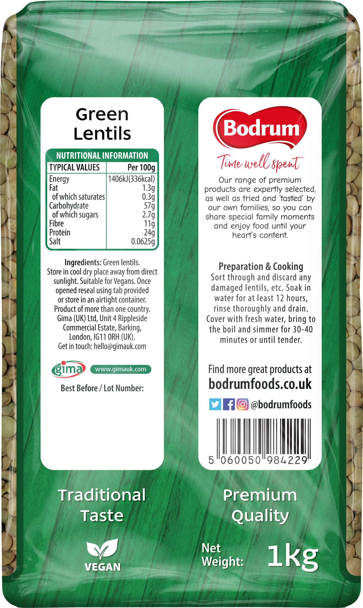 Bodrum Green Lentils 1kg