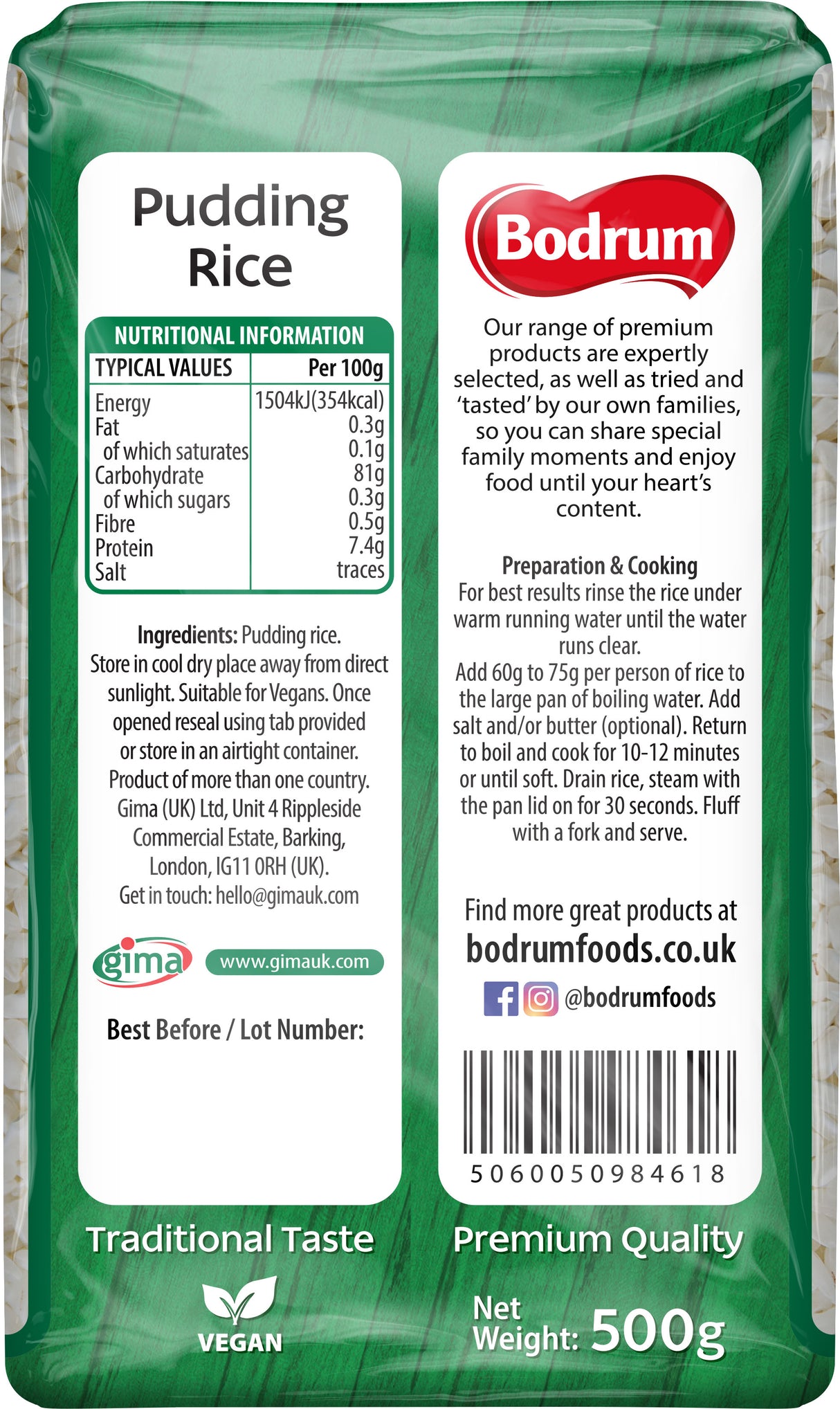 Bodrum Pudding Rice 500g