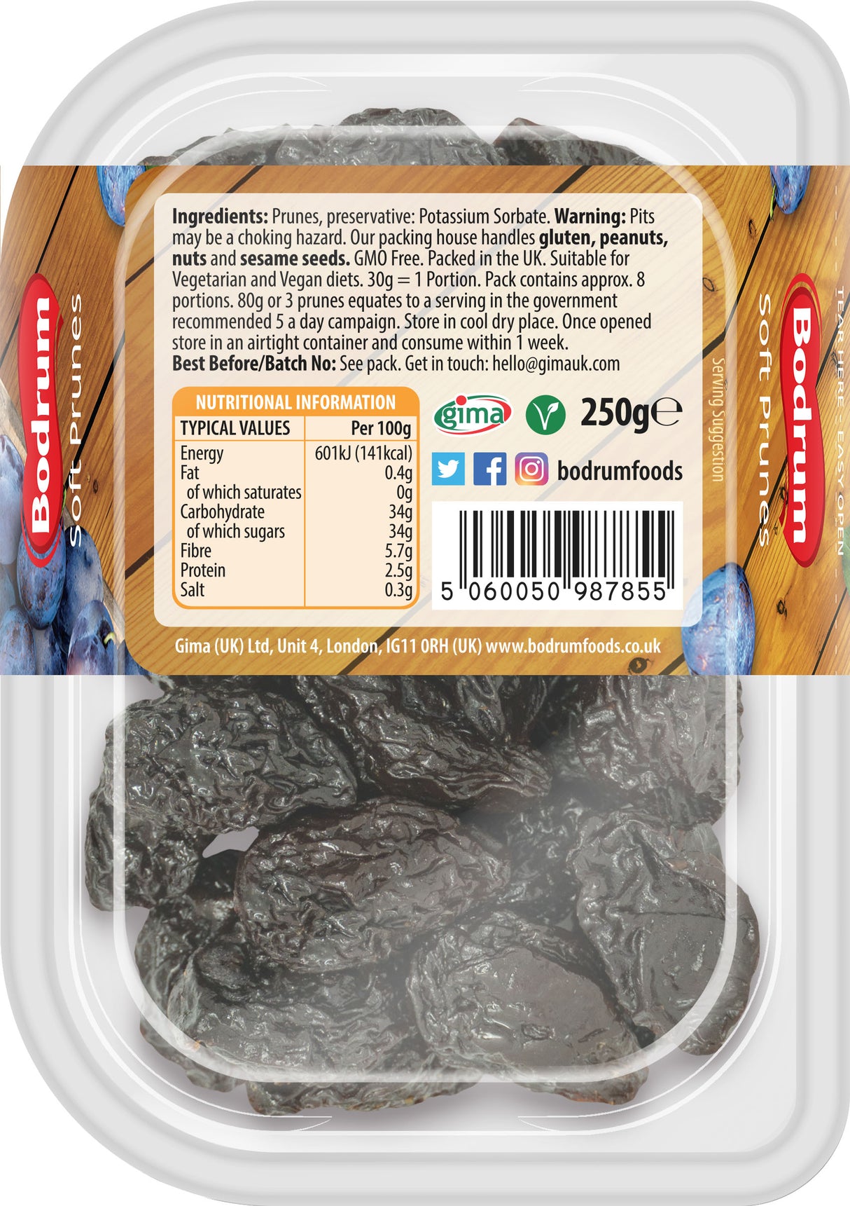Bodrum Whole Prunes 250g