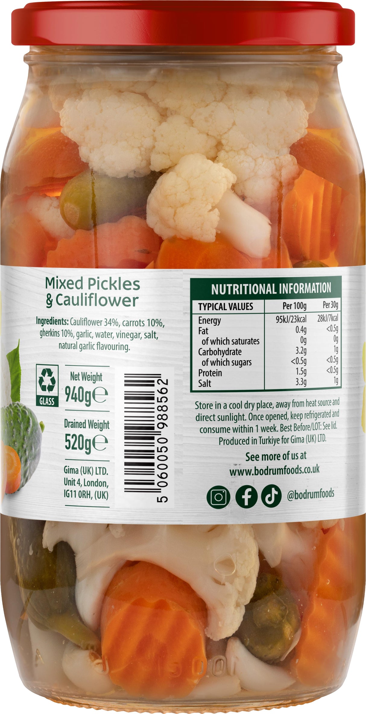 Bodrum Mixed Pickles & Cauliflower 940g
