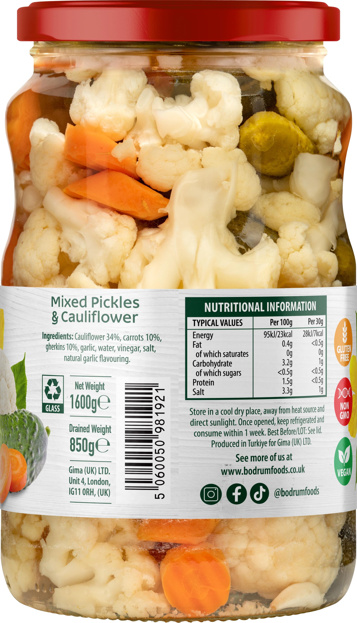 Bodrum Mixed Pickles & Cauliflower 1.6kg