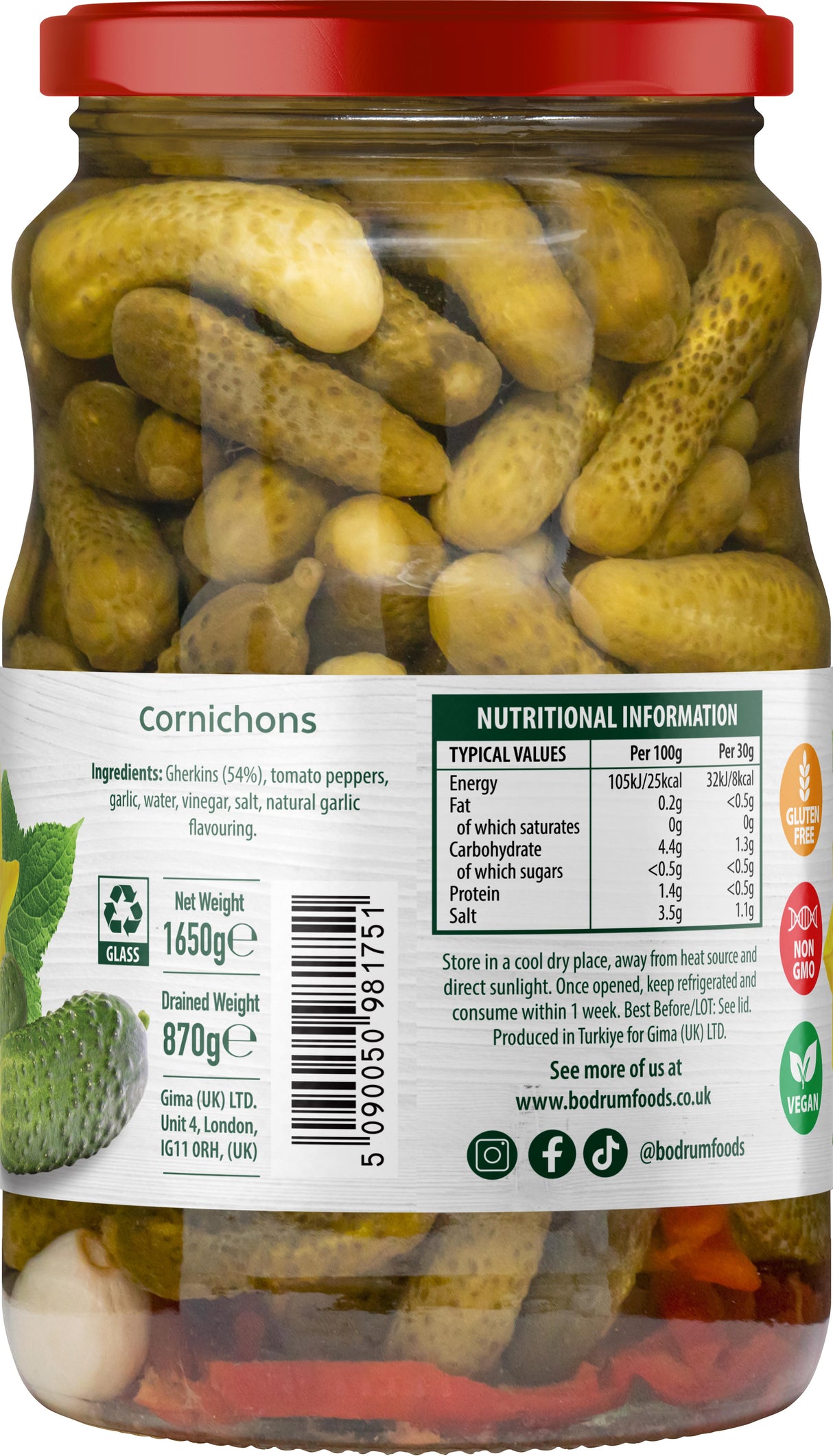 Bodrum Cornichons 1650g