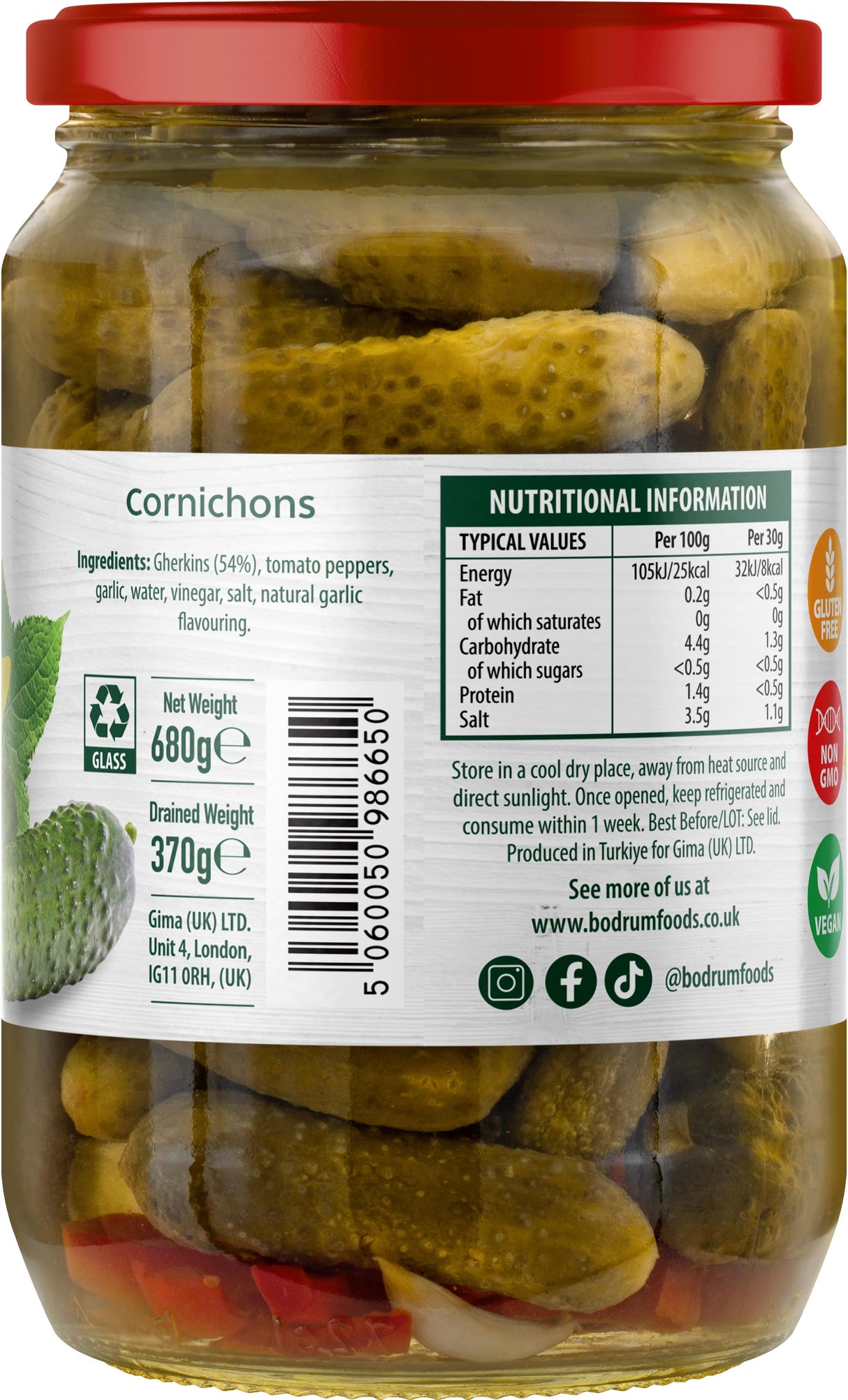 Bodrum Cornichons Pickles 680g