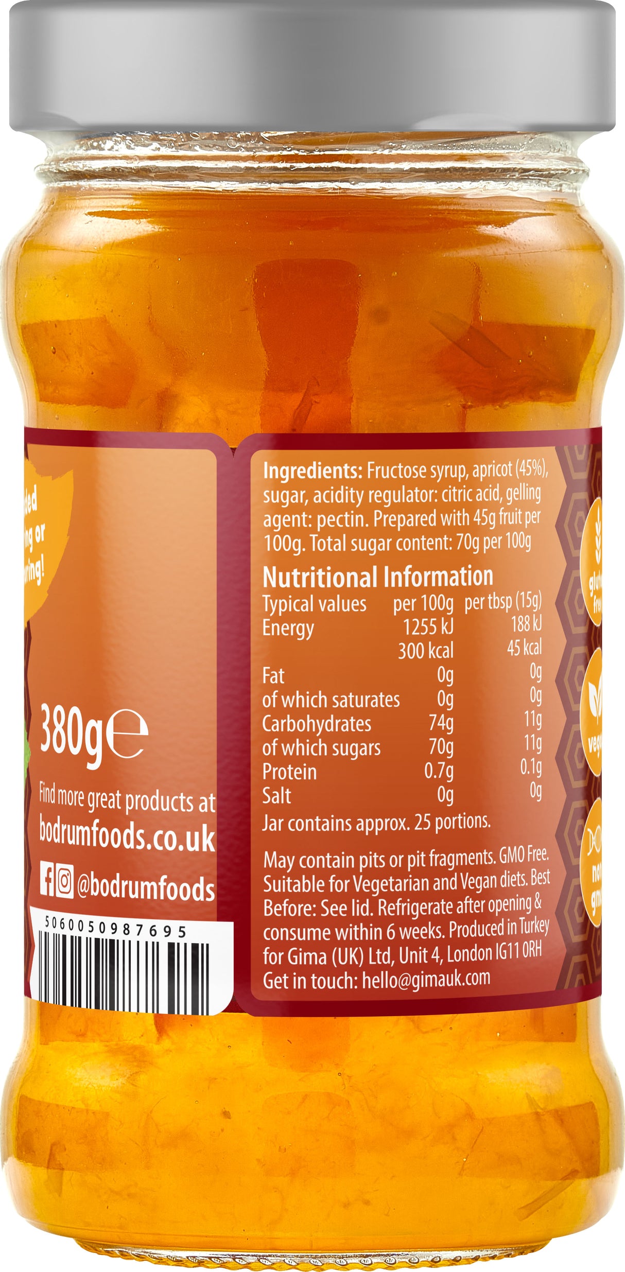 Bodrum Apricot Jam 380g