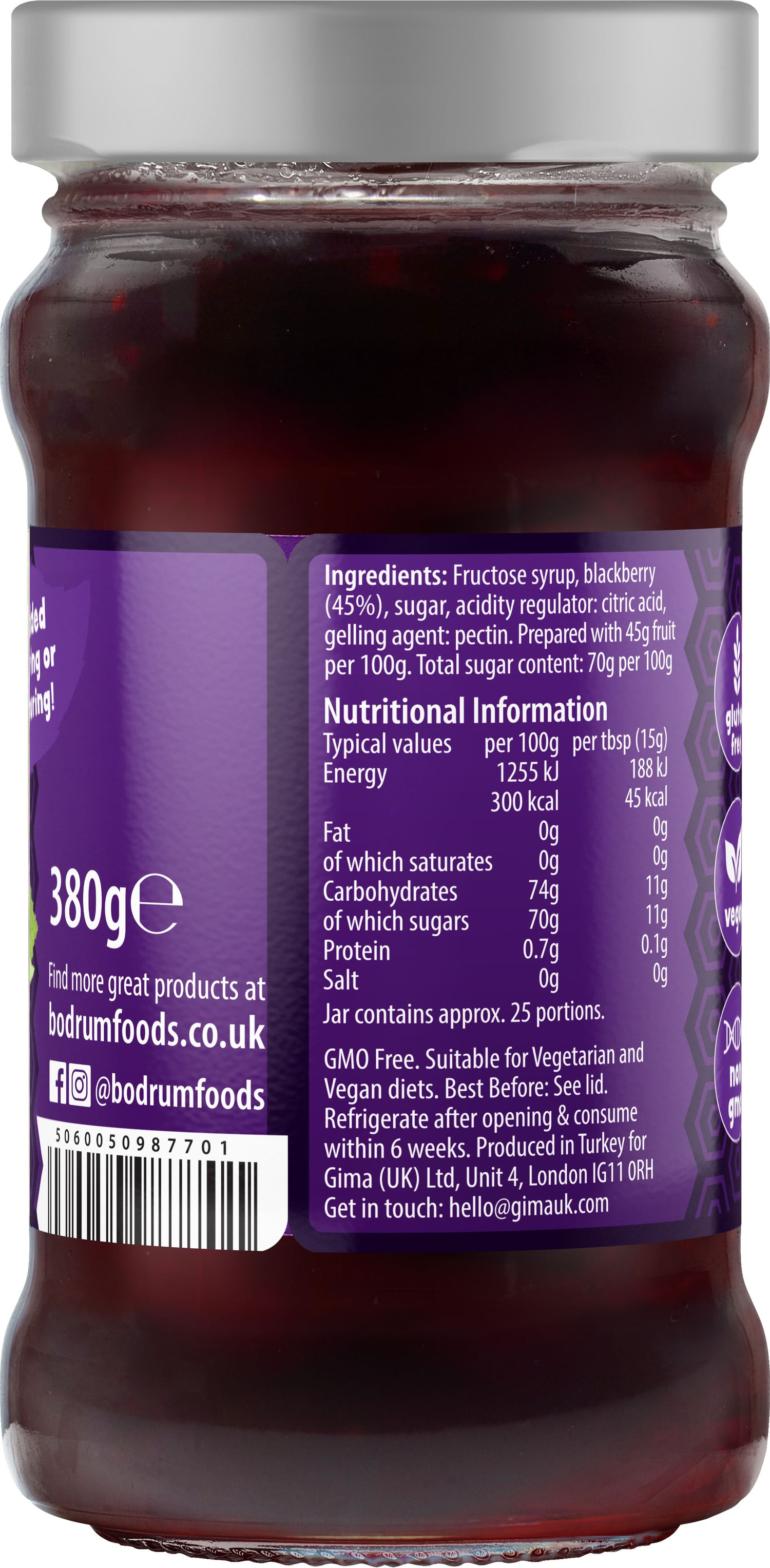 Bodrum Blackberry Jam 380g