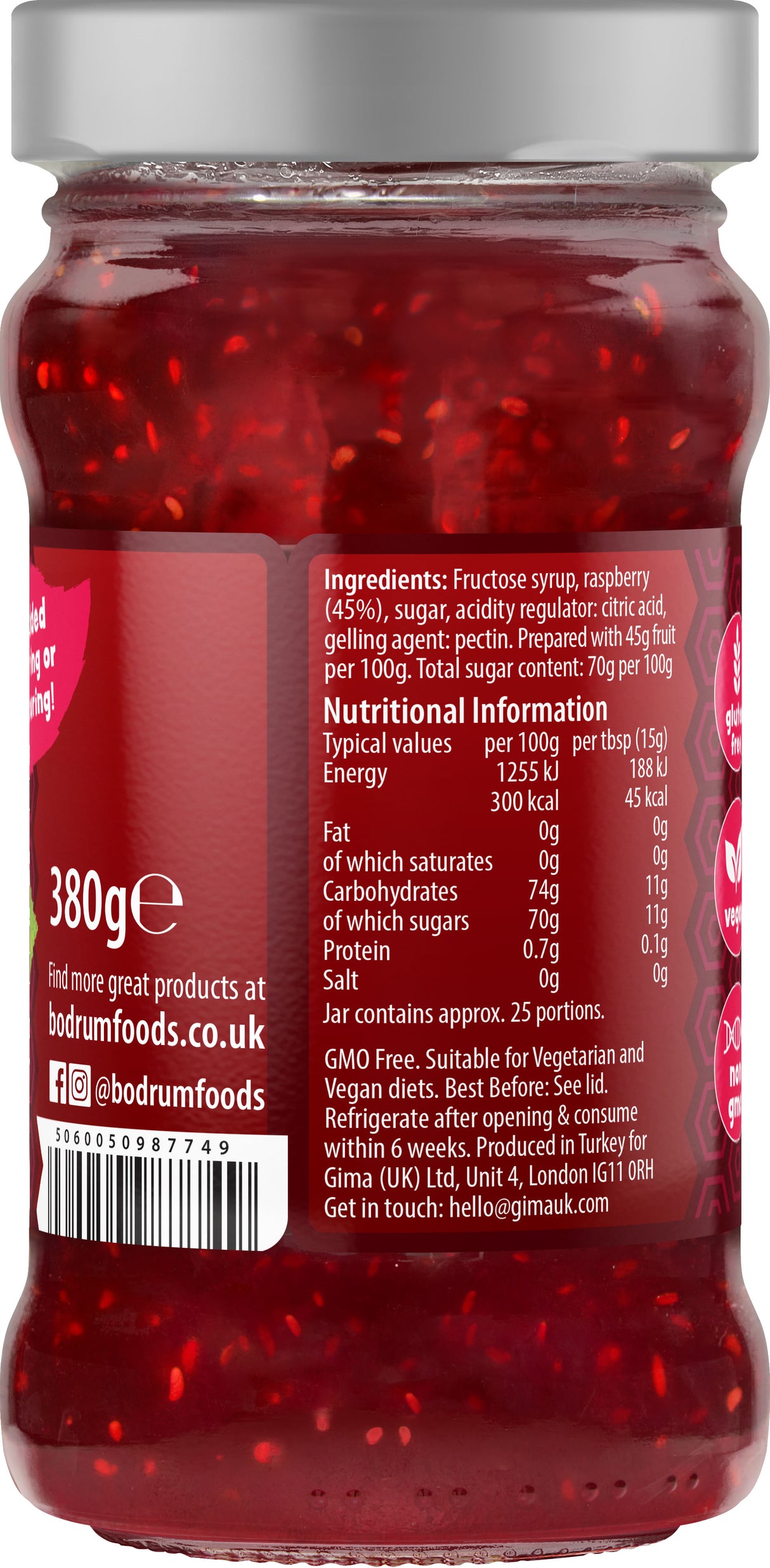 Bodrum Raspberry Jam 380g