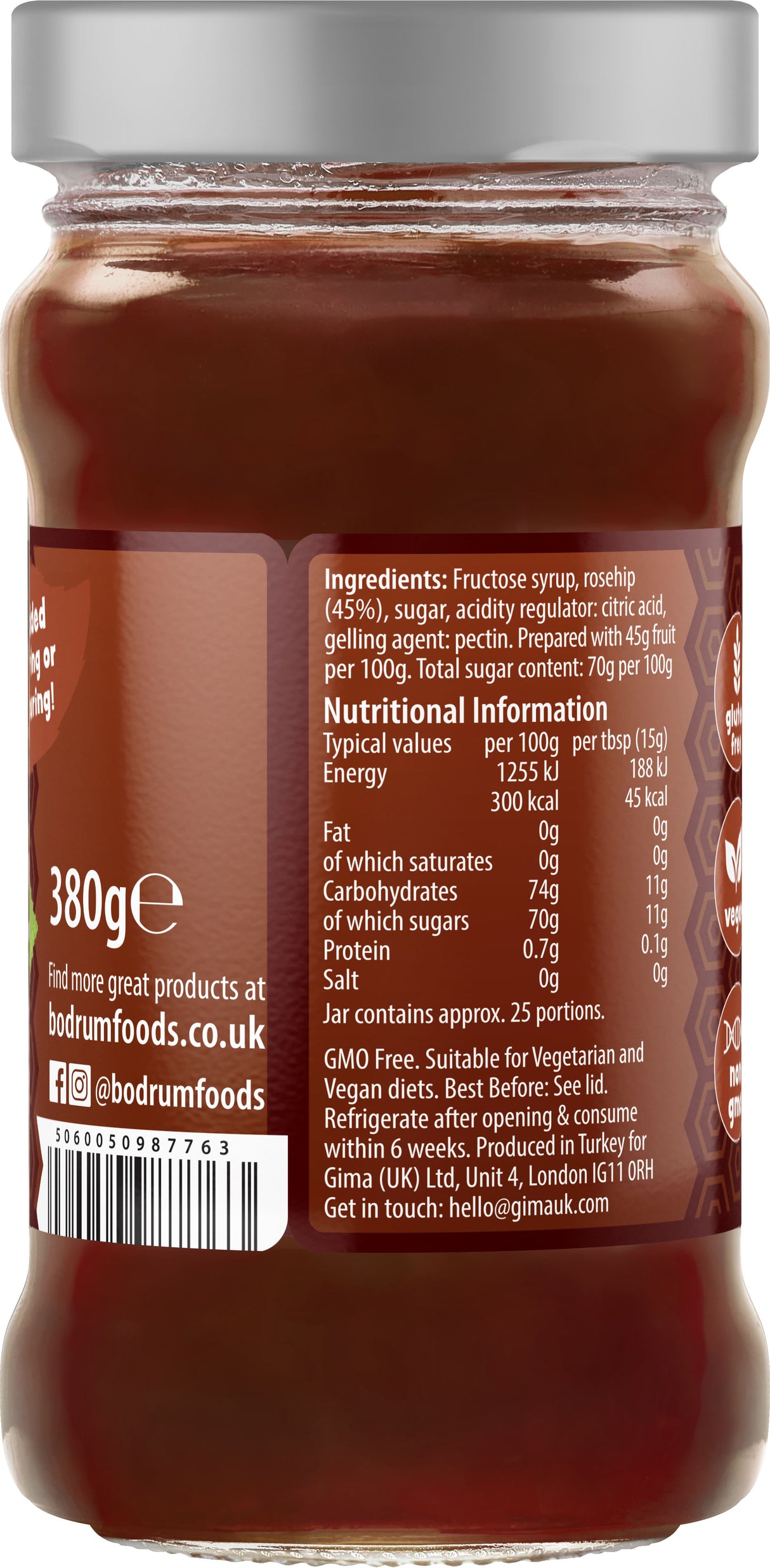 Bodrum Rosehip Jam 380g