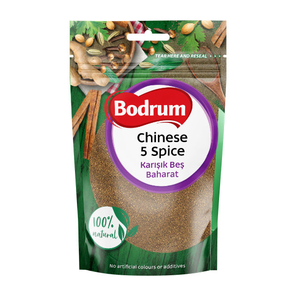 Bodrum Chinese 5 Spice package with spices on a white background