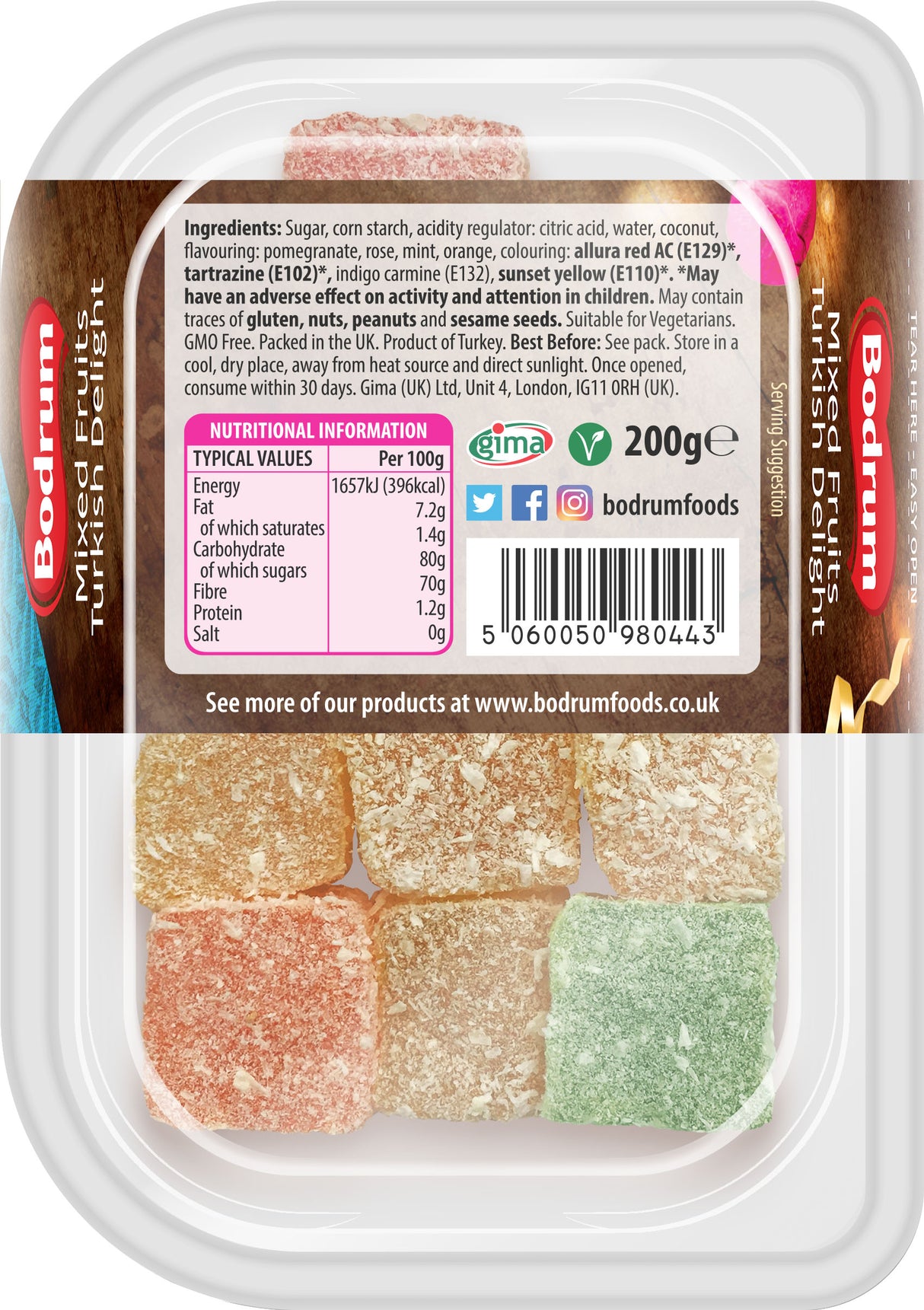 Bodrum Mixed Fruits Turkish Delight 200g