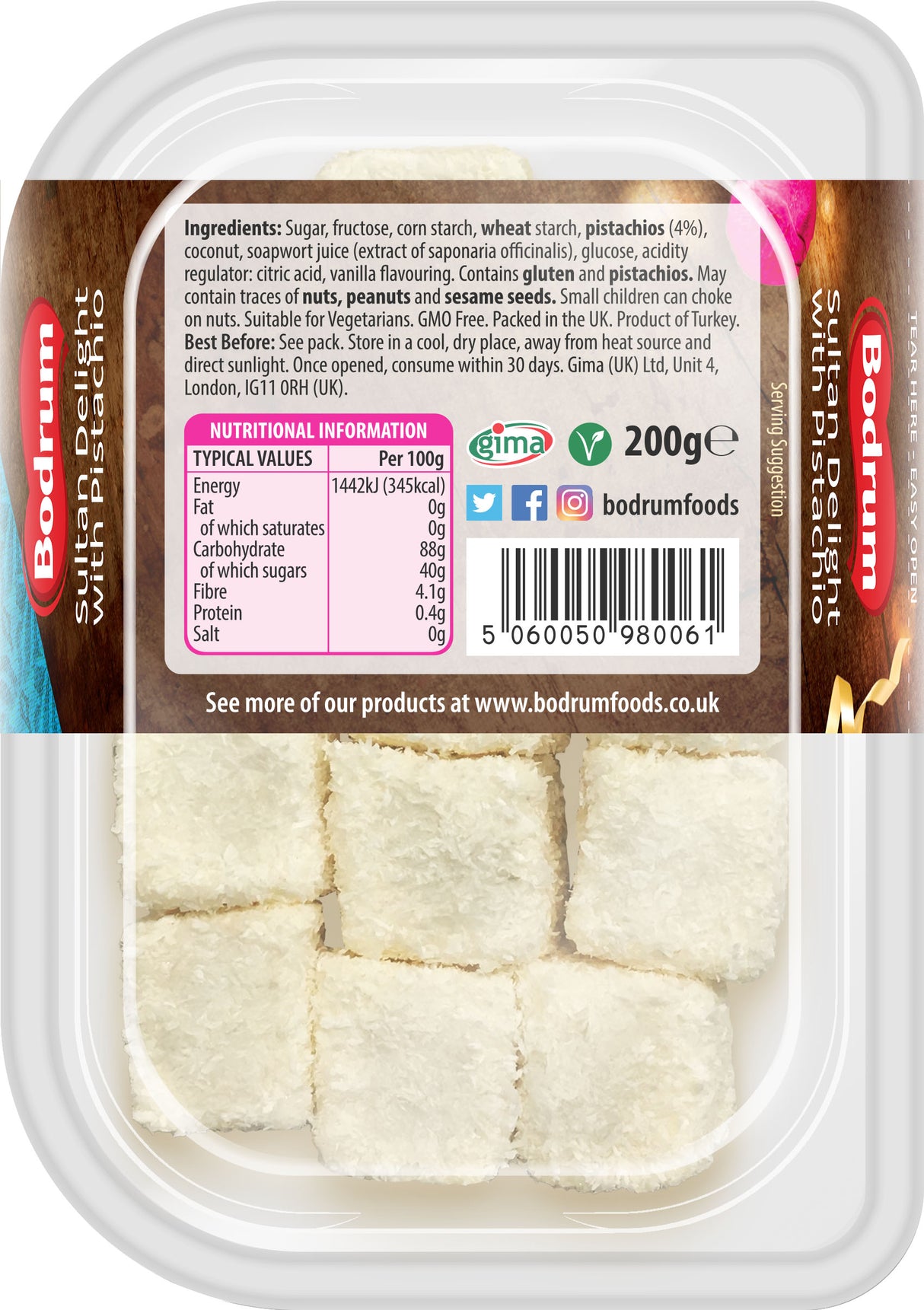 Bodrum Sultan with Pistachio Turkish Delight 200g