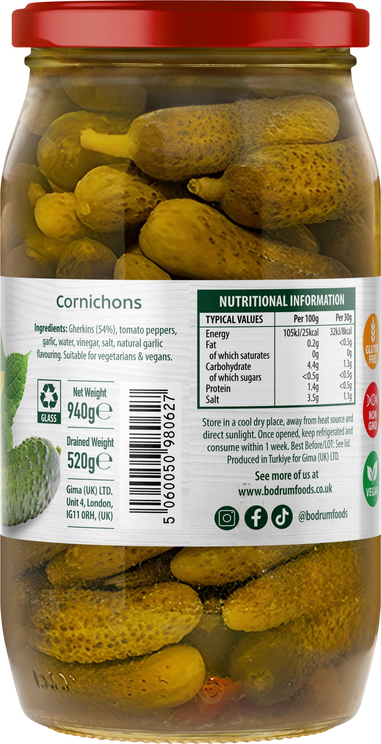 Bodrum Cornichons Pickles 950g