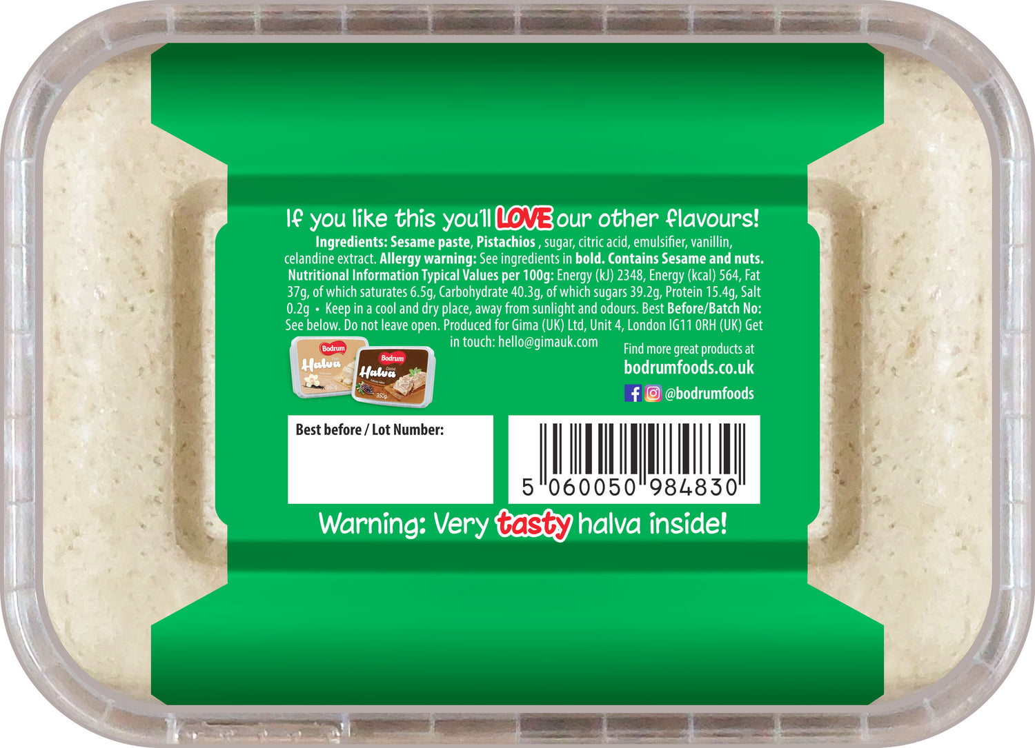 Bodrum Tahini Halva with Pistachio 350g