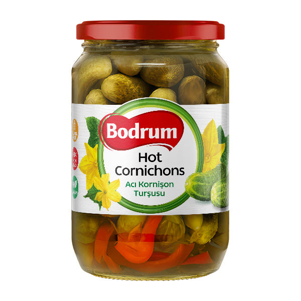 Bodrum Pickled Hot Cornichons 680g