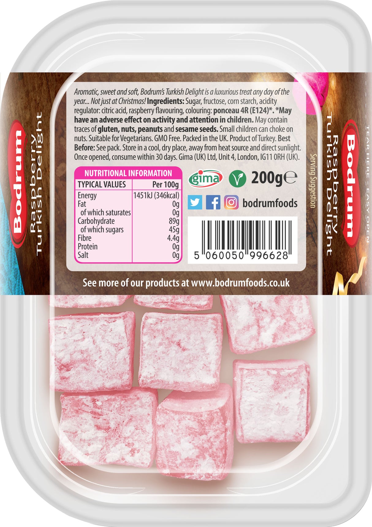 Bodrum Raspberry Turkish Delight 200g