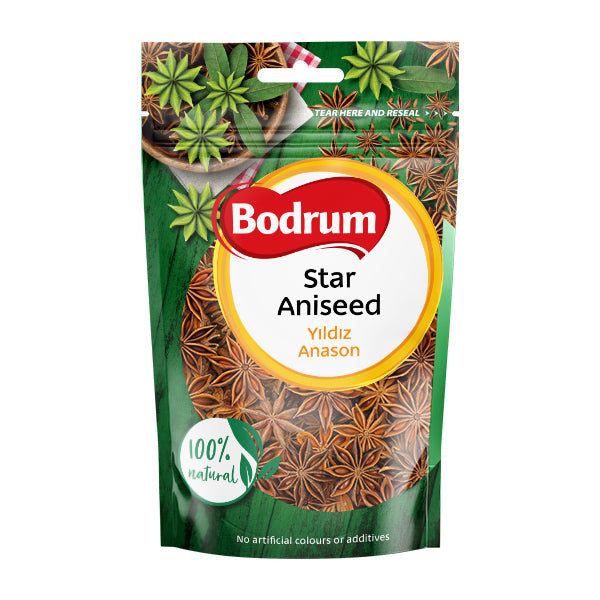 Bodrum brand star anise package on a white background