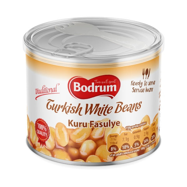 Bodrum Ready-to-Eat Tukish White Beans in Tomato Sauce 400g