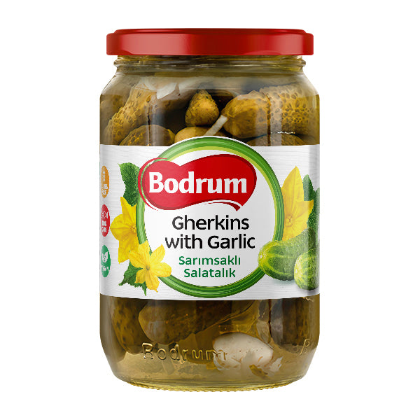 Bodrum Gherkins with Garlic 680g