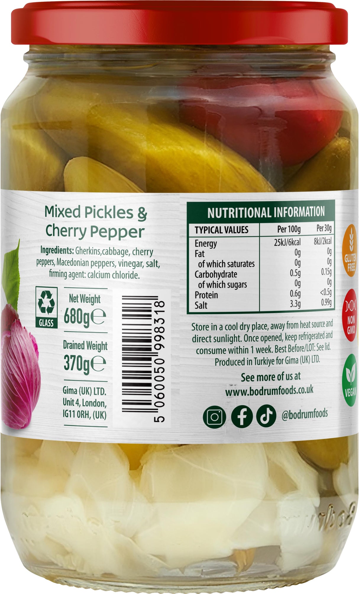 Bodrum Mixed Pickles & Cherry Peppers 720g
