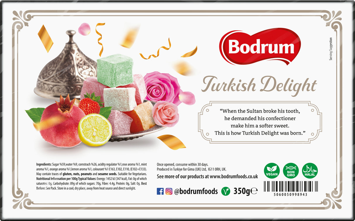 Bodrum Luxury Turkish Delight Mixed Fruits 350g