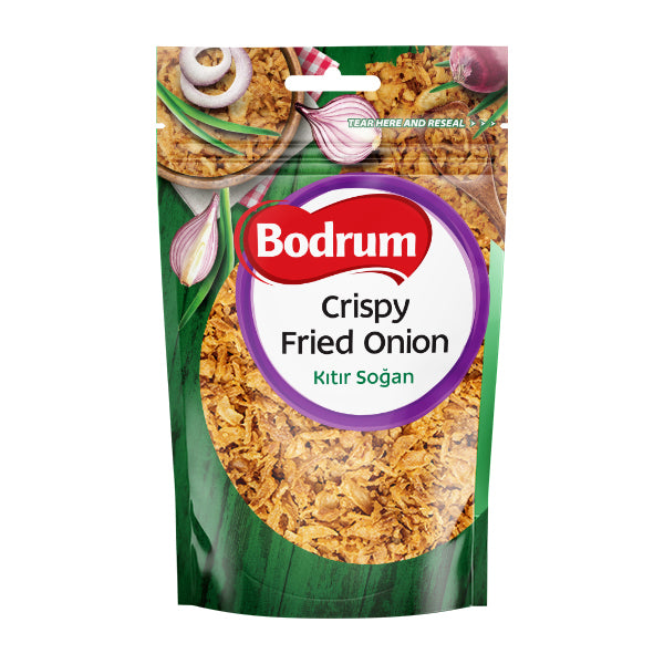 Packaging of Bodrum Crispy Fried Onion on a white background