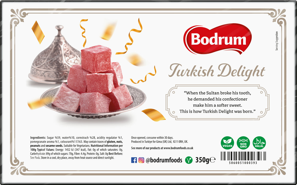 Bodrum Luxury Turkish Delight Pomegranate 350g