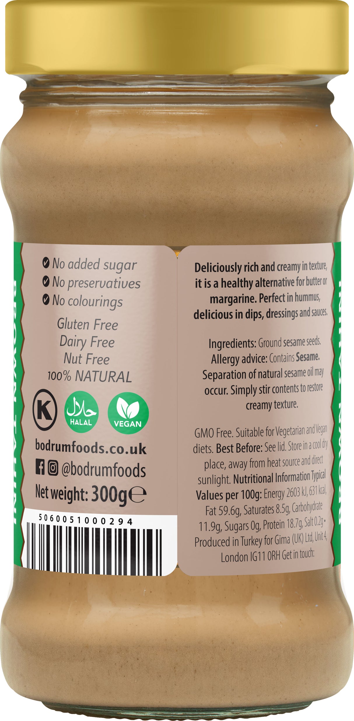 Bodrum Brown Tahini Sesame Seed Paste 300g