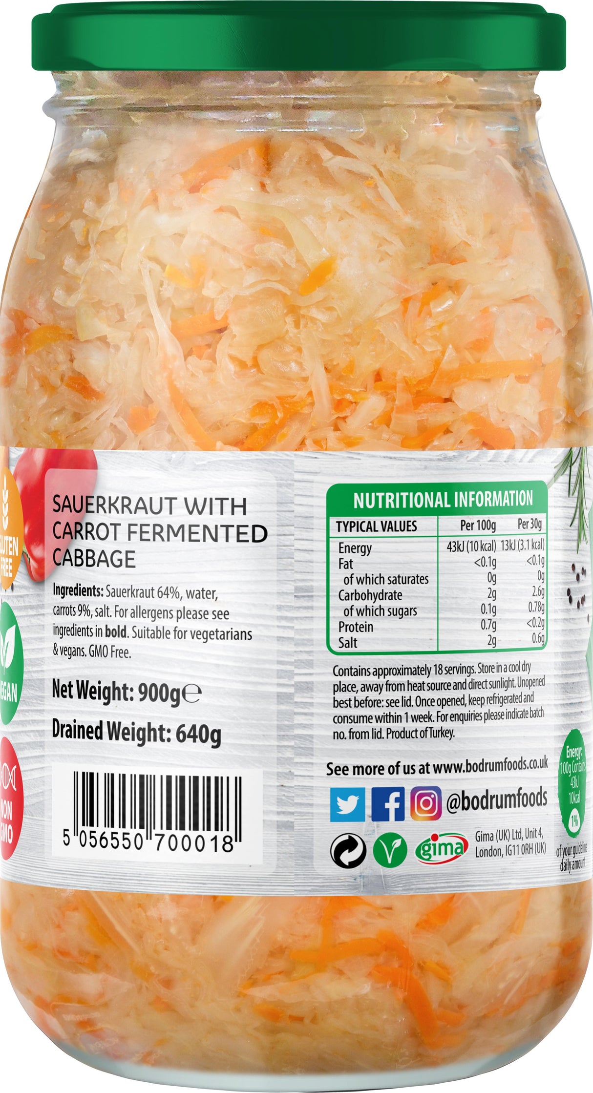 Bodrum Sauerkraut with Carrot 900g