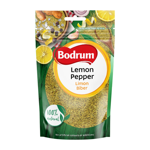 Bodrum Lemon Pepper packaging with a white background