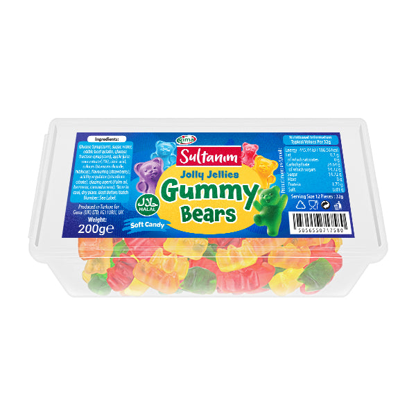 Pack of Sultanum Jolly Jellies Gummy Bears on a white background