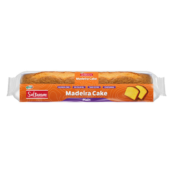 Packaged Madeira Cake with Sultanm branding on a white background