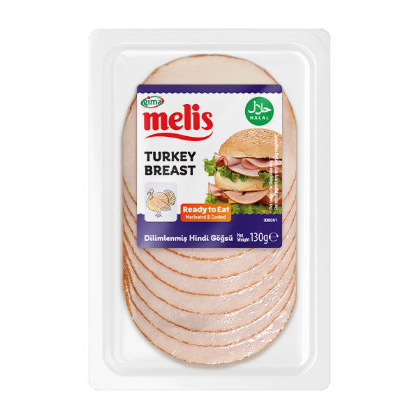 Packaged turkey breast with Melis branding on a white background