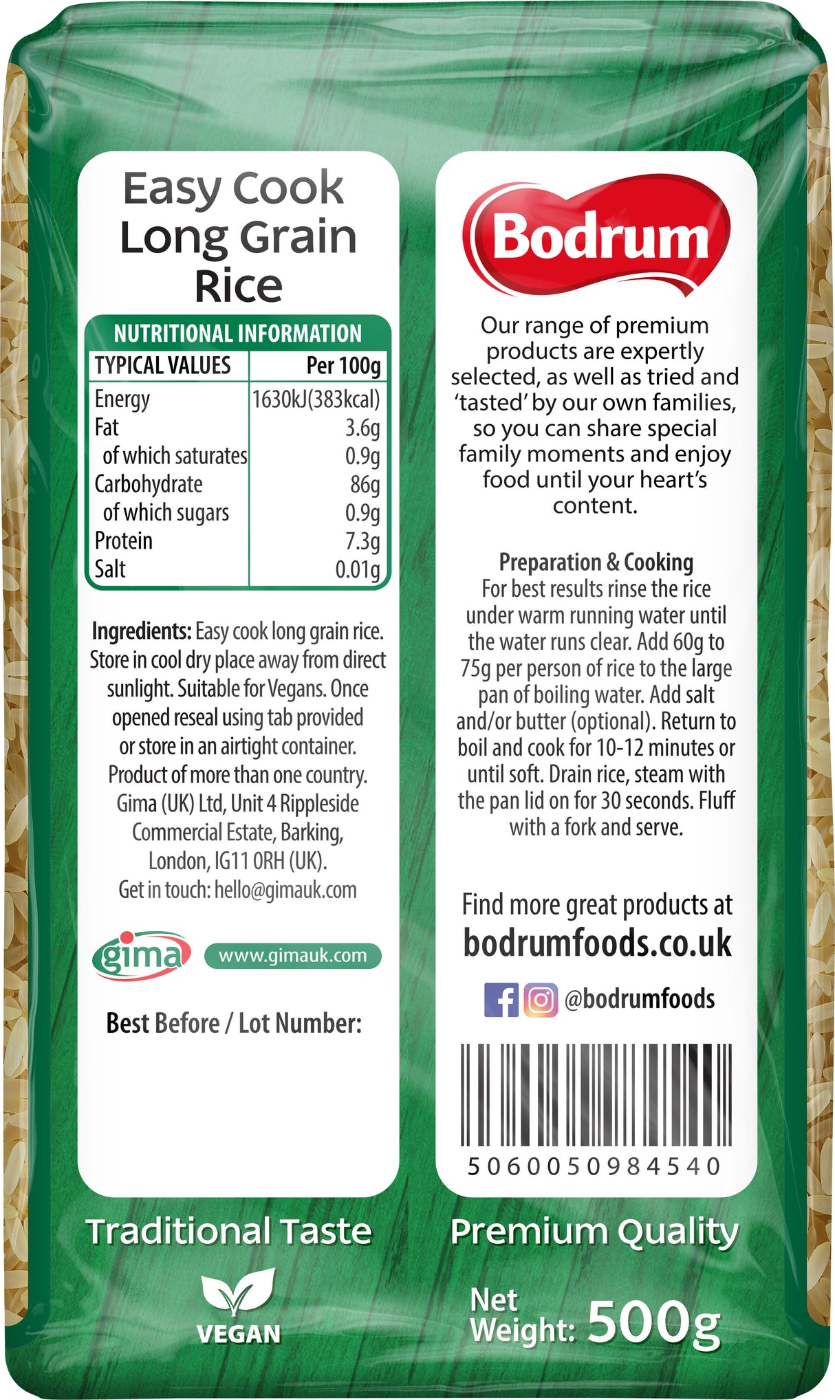 Bodrum Easy Cook Rice 500g