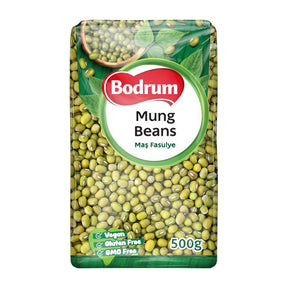 Packaging of Bodrum mung beans on a white background