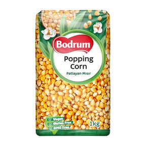 Packaging of Bodrum Popping Corn on a white background