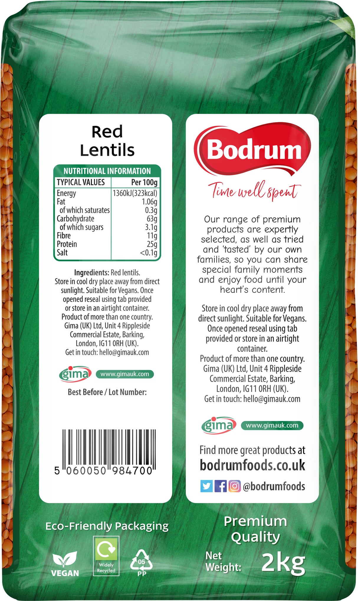 Bodrum Red Lentils 2kg