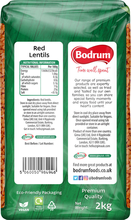 Bodrum Split Red Lentils 2kg