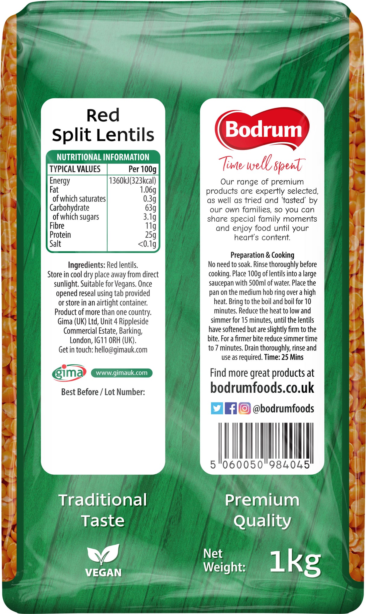 Bodrum Split Red Lentils 1kg