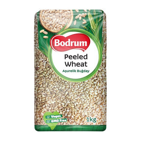 Bodrum peeled wheat package on a white background