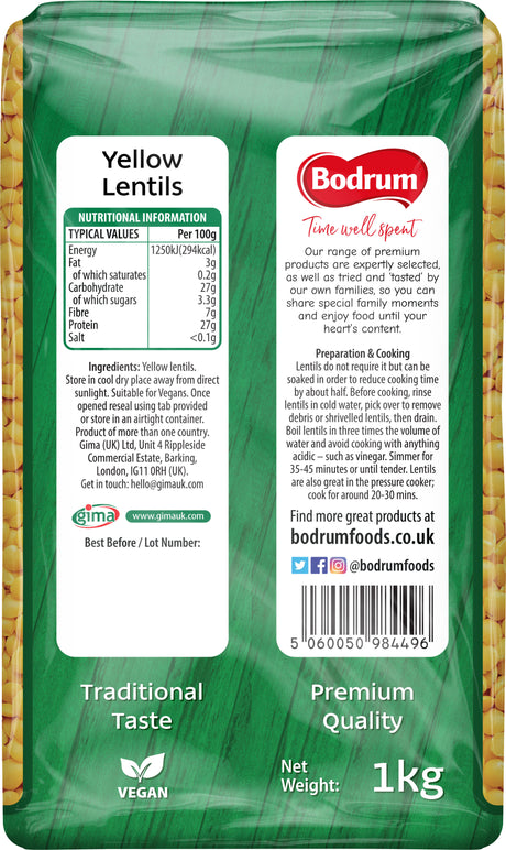 Bodrum Yellow Lentils 1kg