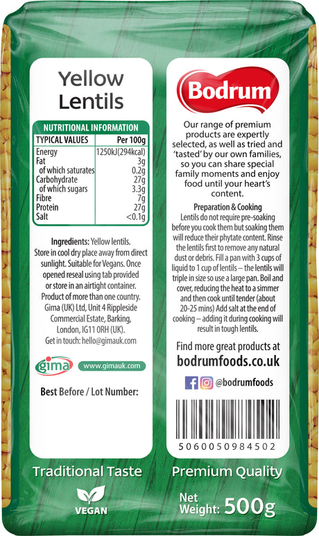 Bodrum Yellow Lentils 500g