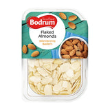 Packaged flaked almonds with Bodrum branding on a white background