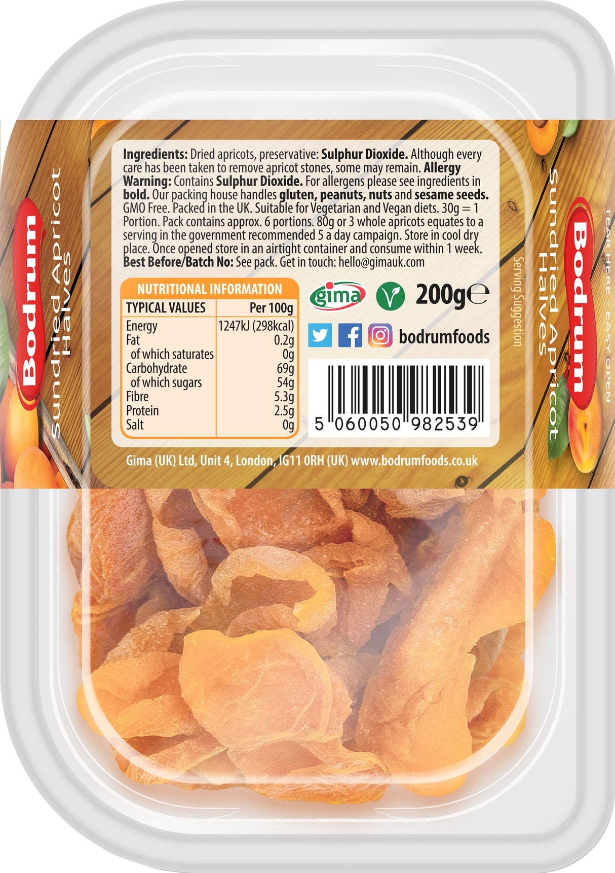 Bodrum Sun-Dried Apricot Halves 200g