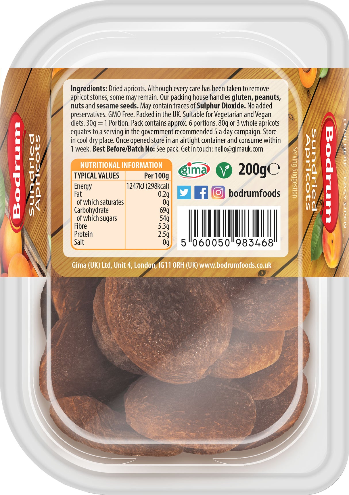 Bodrum Naturally Dried Apricots 200g