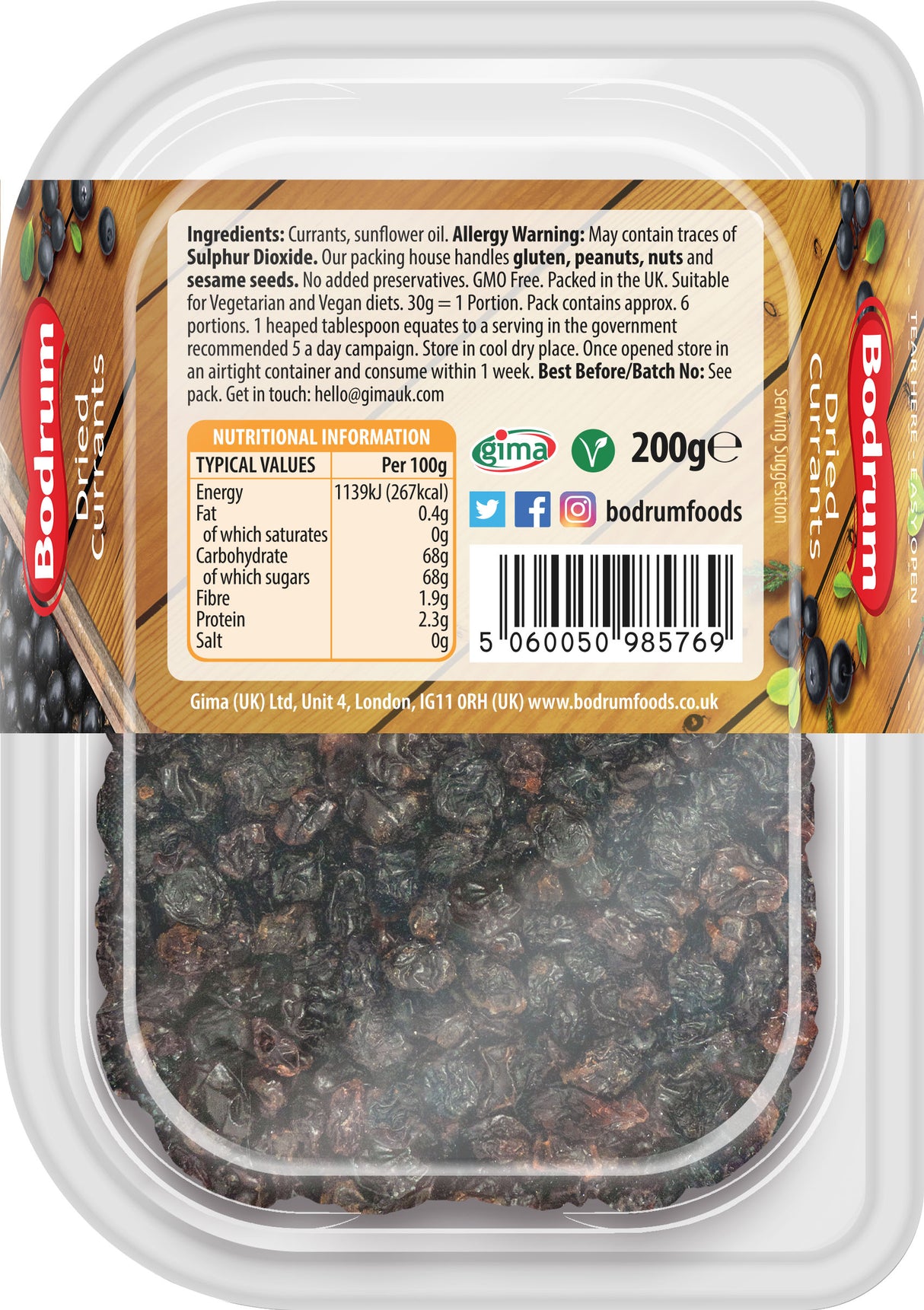 Bodrum Blackcurrants 200g