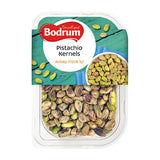 Packaged pistachio kernels with Bodrum branding on a white background