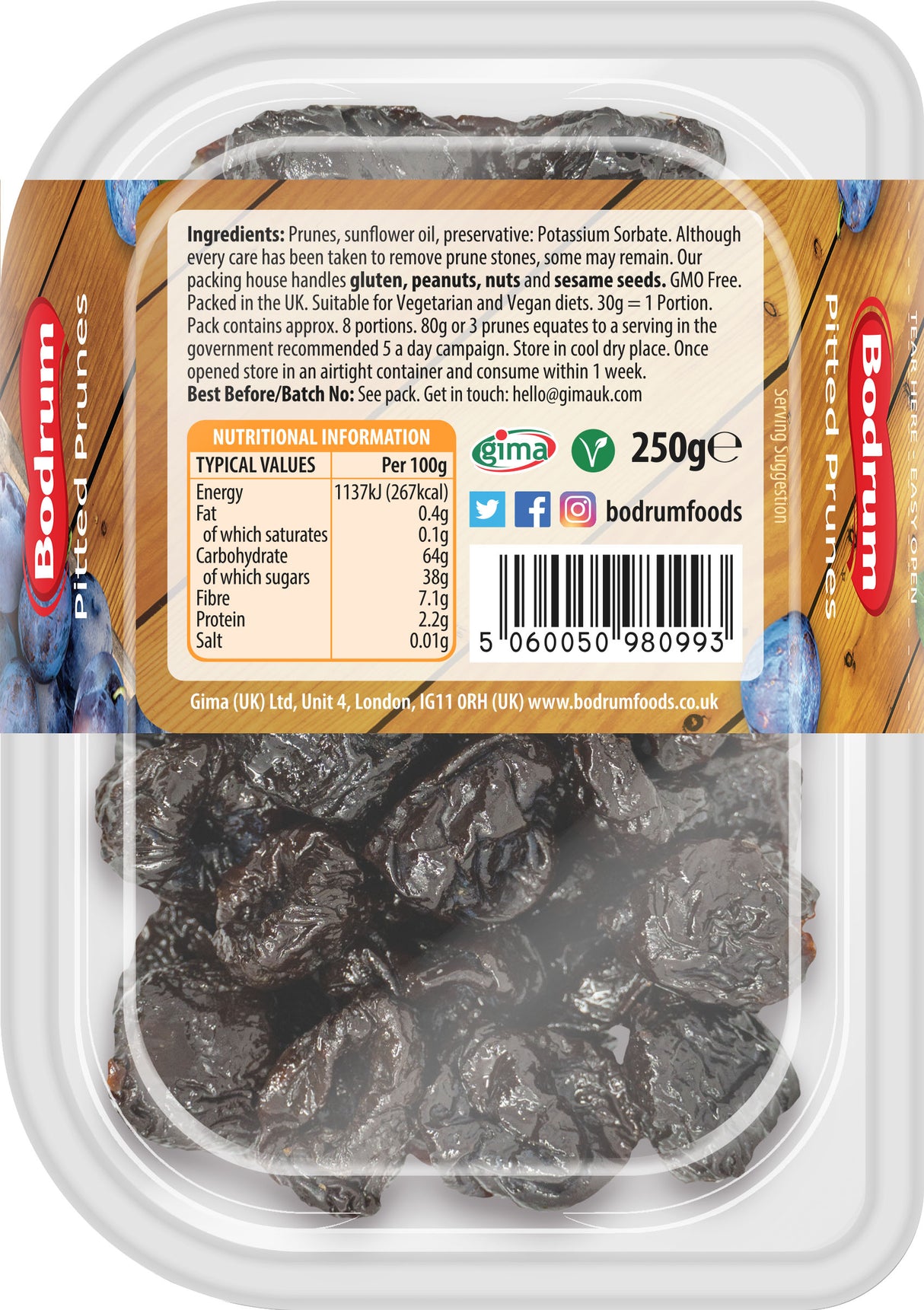 Bodrum Pitted Prunes 250g