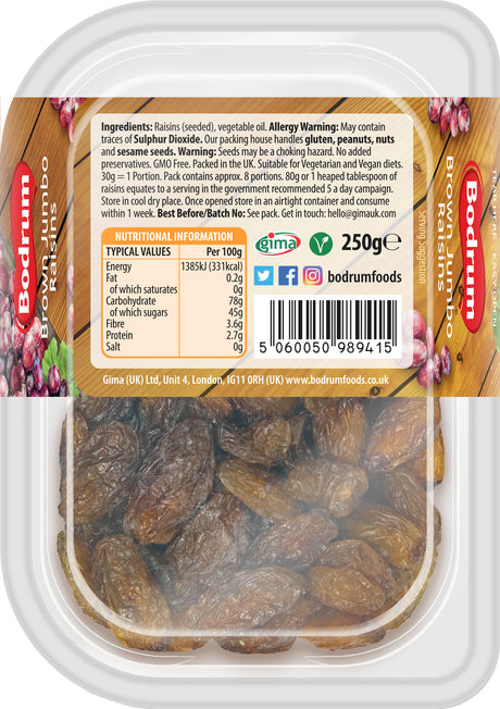 Packaged dried figs with Bodrum Foods label and nutritional information.