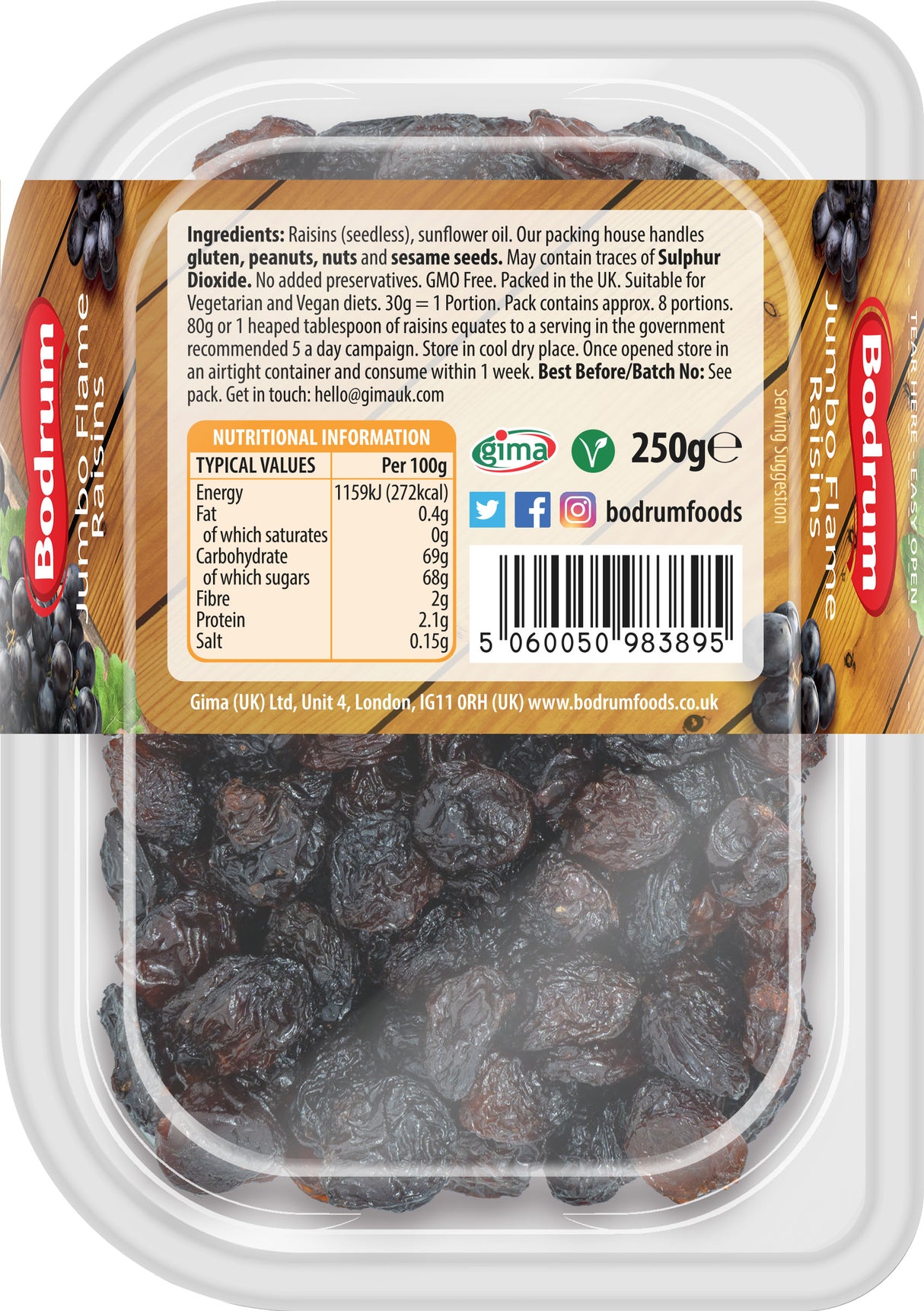 Bodrum Chilean Flamed Jumbo Raisins 250g